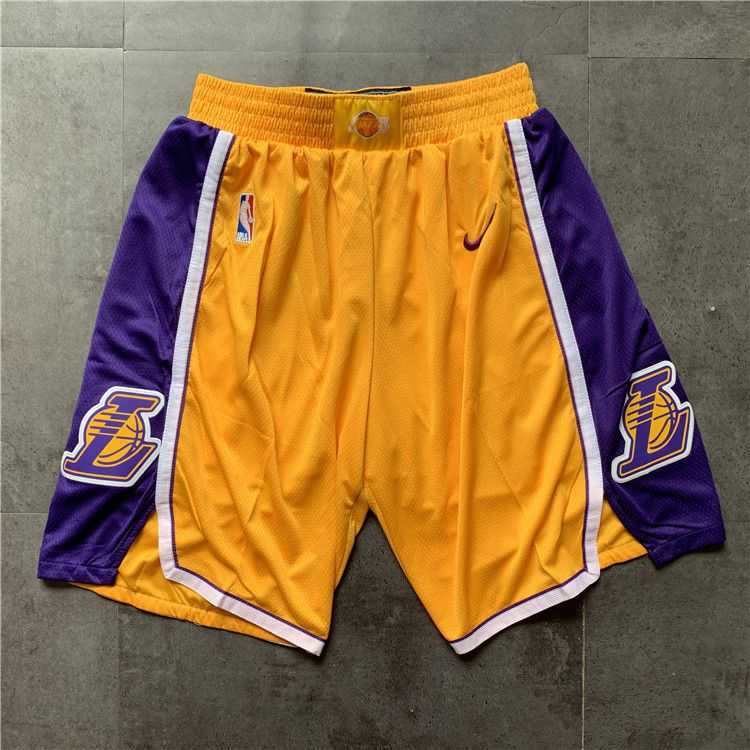 Men NBA Los Angeles Lakers yellow Nike Shorts 04161